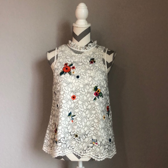 Anthropologie Tops - Anthro Maeve Embroidered Lace Top